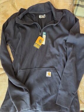 Carhartt Navy Quarter-Zip Pullover with Kangaroo Pocket